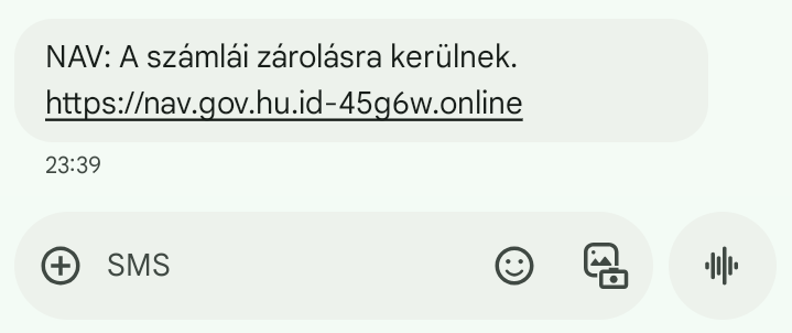 megtévesztő sms a NAV nevében