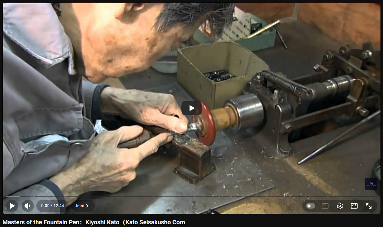 Masters of the Fountain Pen: Kiyoshi Kato - YouTube screenshot