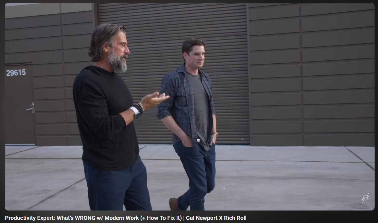 Cal Newport interview in Rich Roll podcast - YouTube screenshot